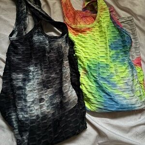 Stylish Women's Textured Tank Tops - Black and Multicolor